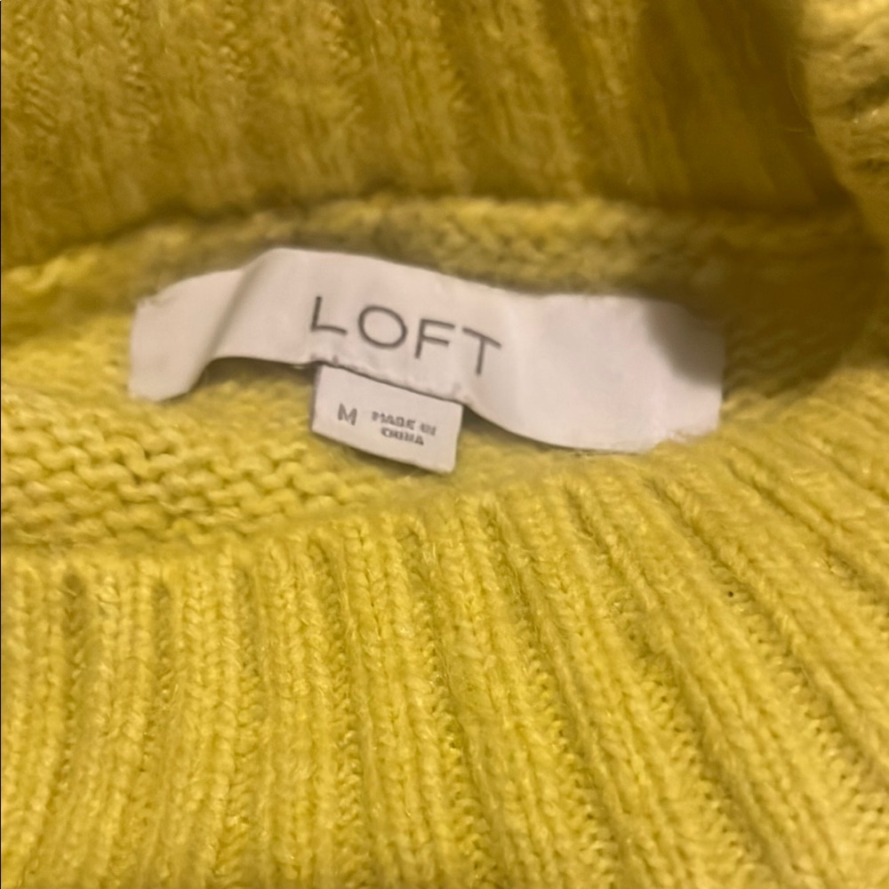 LOFT Women's Bright Yellow Cowl Neck Sweater